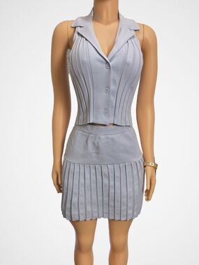 Sincerely Jules Light Gray Pleated 2PC Mini Skirt